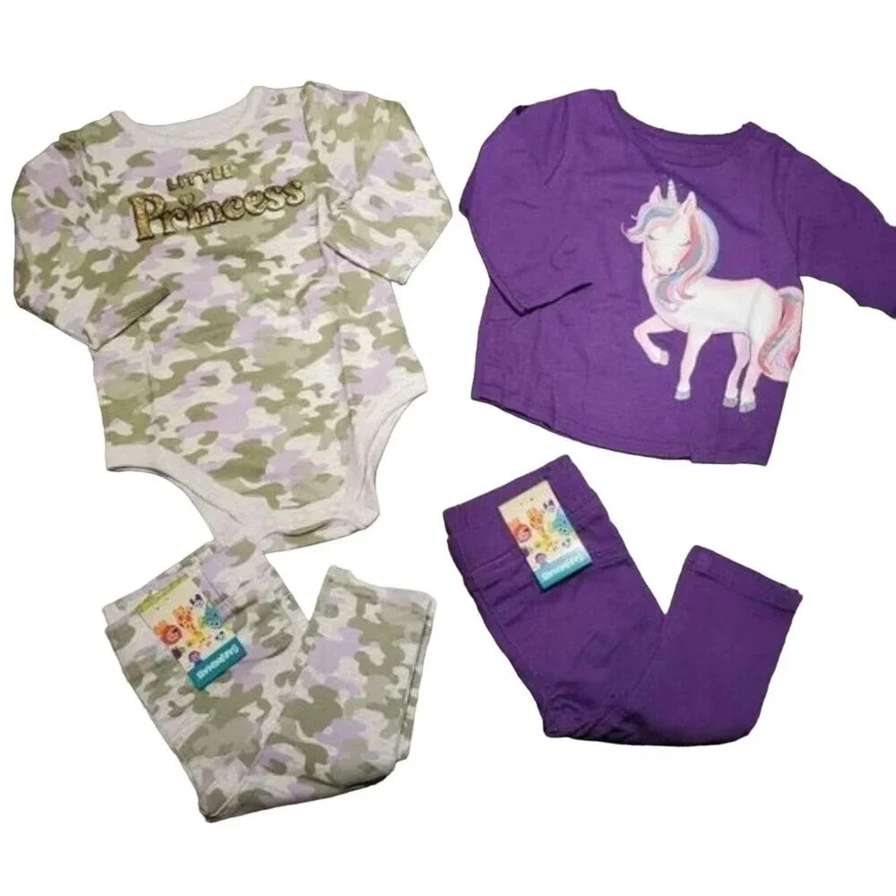 6/9m Girls 4piece Set 5, Baby Girls Tops and Pants Outfits, Matching Sets